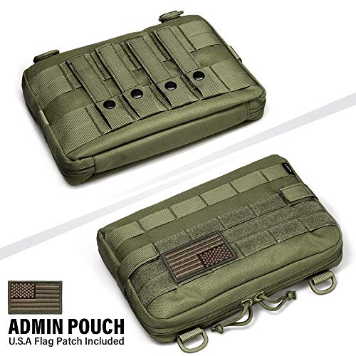 WYNEX Tactical Admin Molle Pouch, Medical EDC EMT Utility Bag Shell Design Attachment Pouches 1000D Nylon Hiking Belt Bags - color: Green (Upgraded)