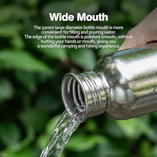 Boundless Voyage Titanium Water Bottle with Lid Wide Mouth Leak-Proof Reusable Sport Drinking Bottle for Camping Hiking Picnic Climbing Running Tea Coffee (600ml-glossy) - color: 600ml-glossy