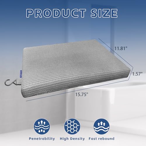Shower Cushion, Non-Slip Air Fiber Bath Pad, Grey - color: Gray