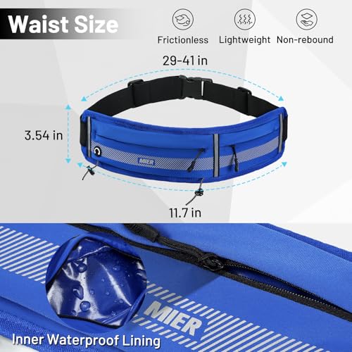 MIER Running Belt for Women & Men, Fanny Pack with Marathon Bib Clip, Navy - color: Navy