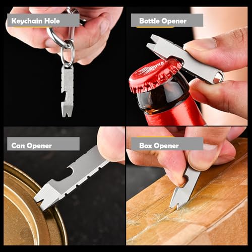 Hamans Mini Pry Bar Multi Tool Titanium Bottle Opener Keychain Screwdriver - color: Gray