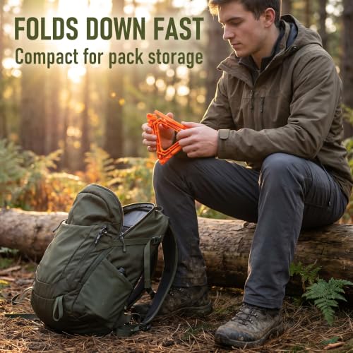 Orange Fuel Can Stabilizer for Camping Stoves,Mini Foldable Outdoor Camping Hiking Cooking Gas Tank Stove Stand,Stoves and Grills，Foldable Cartridge Canister Tripod Bracket for Hiking Camping Outdoor