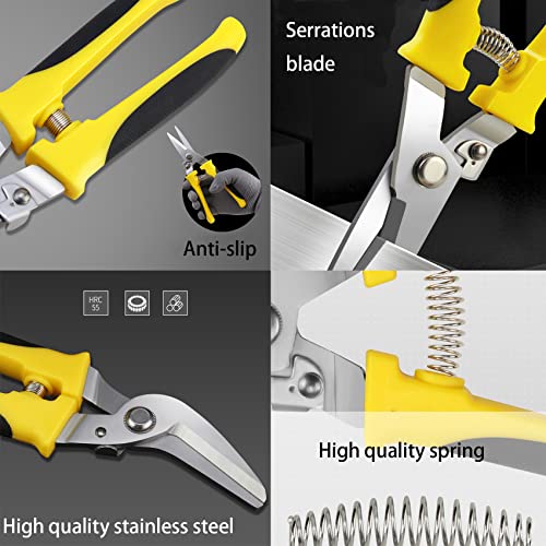8 Inch Aviation Tin Snips, Heavy Duty Metal Cutter | Stainless Steel Blade, Comfort Grips, Multifunction Cutting of Branches, Cable Wires, Thin Iron, Cardboard - size: 8 Inch Straight Blade