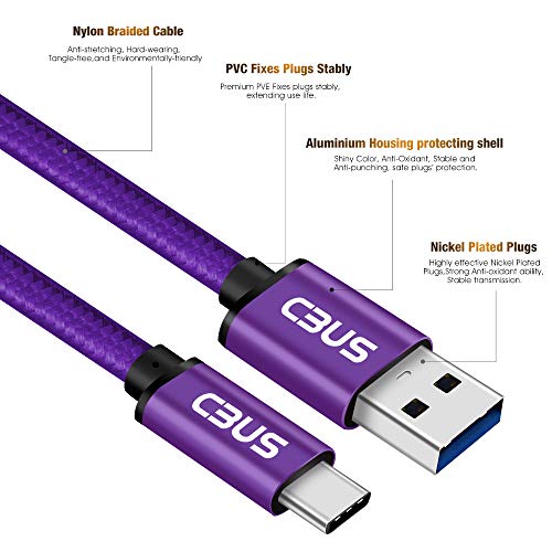 10ft USB A to USB C Cable Fast Charging Braided for Samsung Galaxy S26/S25/S24 Ultra/Plus/FE, A56 5G, A36 5G, A26 5G, A17 5G, A16 5G, Moto G Power/Stylus/Play, TCL 50/40, Pixel (Purple) - color: Purple, size: 10 Feet