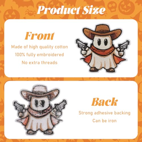 50 Pcs Ghost Iron On Patches, Halloween Embroidered Appliques - Cute Pumpkin & Boo Ghost for Clothes, Hats, Backpacks, Jackets (50 Pcs) - color: Halloween Ghost - 50Pcs