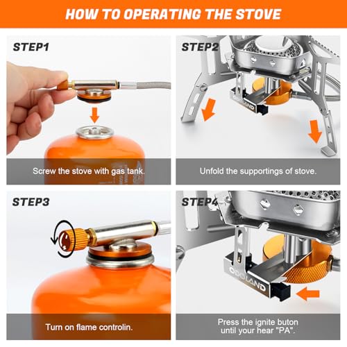 Odoland 3500W/6800W Windproof Camp Stove Camping Gas Stove with Fuel Canister Adapter, Piezo Ignition, Carry Case, Portable Collapsible Stove Burner for Outdoor Backpacking Hiking and Picnic - style: 3500W