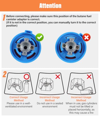 WADEO 7200W Windproof Camp Stove, Camping Gas Stove with Piezo Ignition | Backpacking Stove, Portable Camping Stove for Outdoor Camping, Backpacking, with Two Fuel Canister Adapter, Carry Case