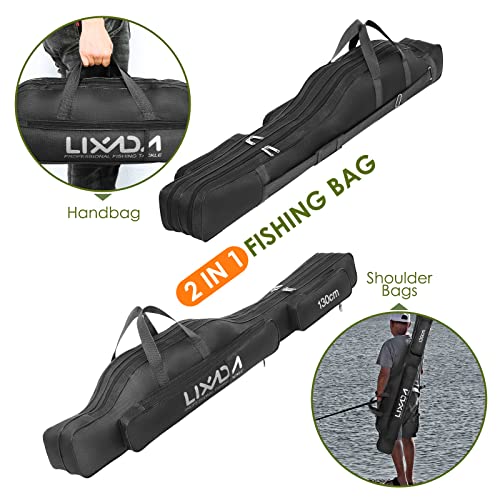 Lixada Fishing Rod Case, Portable Folding Fishing Rod Case Fishing Pole Reel Storage Bag Fishing Gears Organizer - size: 130cm