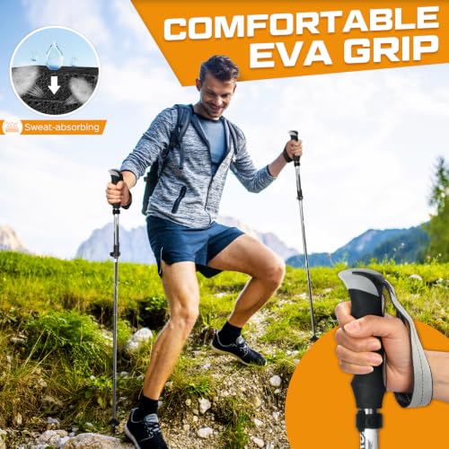 Covacure Hiking Poles Collapsible Lightweight-Aluminum 7075 Trekking Poles - color: Grey