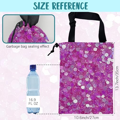 Car Garbage Bag Pink and Purple Hexagonal Hanging Canvas Car Trash Bag Drawstring Car Back Seat Organizer for Car Back Front Seat Console with Adjustable Buckle - color: Pink and Purple Hexagonal