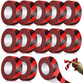 Blosssound 12 Pack Black Red Flagging Tape 1 in x 1800 ft, Non Adhesive Marking Ribbon for Hunting Trails, Hazard Areas and Event Boundaries - color: Black Red