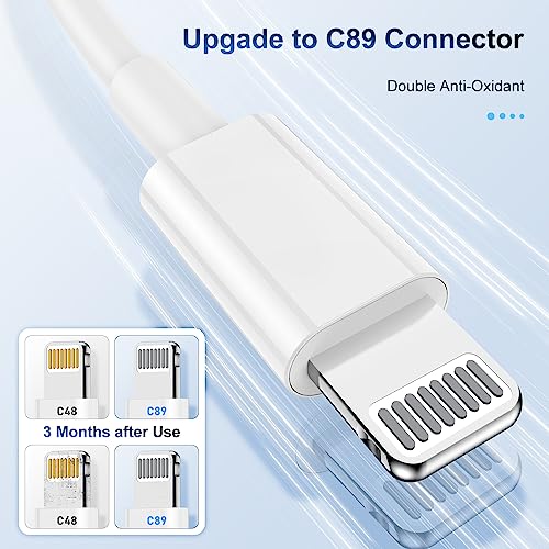 3 Pack Apple MFi Certified Short iPhone Charger Cable 1Ft, Apple Lightning to USB Cable Cord 1 Foot, 2.4A Fast Charging, Apple Phone Chargers for iPhone 14/13/12/11/11Pro/11Max/ X/XS/XR/XS Max/8/7/6 - color: White, size: 1 ft