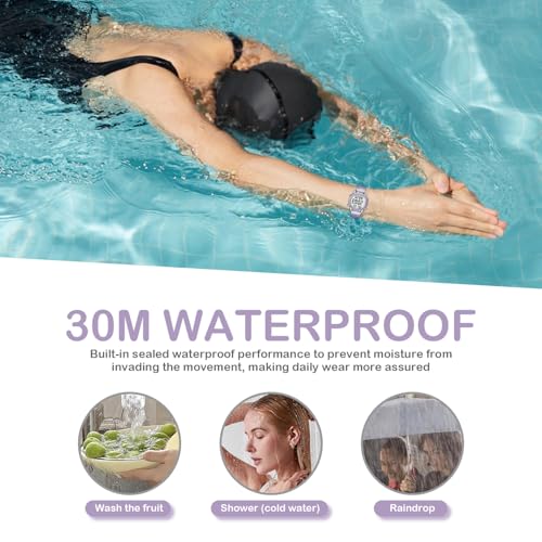 Hearkent Pedometer Watch,Step,Mileage&Calorie Tracker,Large Numbers - color: purple