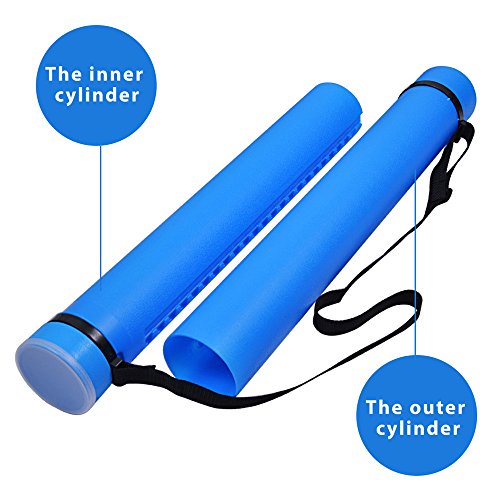 DEWEL Document Tube,Plastic Expanding Poster/Art/Document Storage Tube 24.5 to 40 inches Adjustable with Carrying Strap Waterproof and Light-Resistance Telescoping Carrying Case (Blue-Large Size) - color: Blue (Round), size: Large