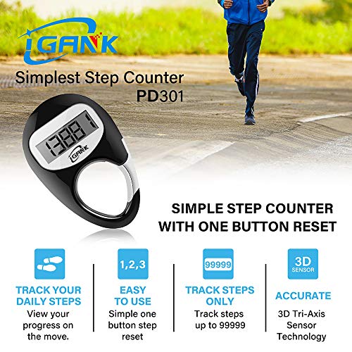Simple Walking Pedometer 3D Step Counter for Men Women Kids - color: Black
