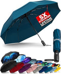 Strongest Windproof Travel Umbrella (Compact, 100MPH Wind-Tested), Light, Portable, One-Handed Use, Automatic Folding Rain Umbrella, Durable, Premium Grip, Fits Car & Backpack - color: 1-pack Petrol