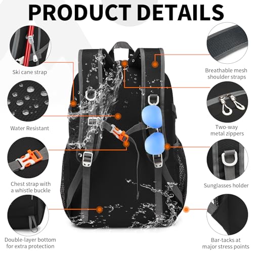Lightweight Foldable 35L Everyday Backpack, Packable Daypack (Black) - color: 35l-black