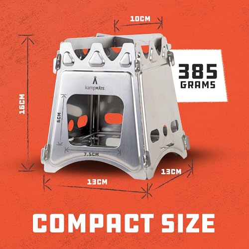 Portable Camping Stove Wood, Wood Stove Camping, Outdoor Compact Campfire, Survival Cooking Gear, Backpacking Stoves, Emergency Backpack Stoves, Hiking Burner, Foldable with Nylon Case