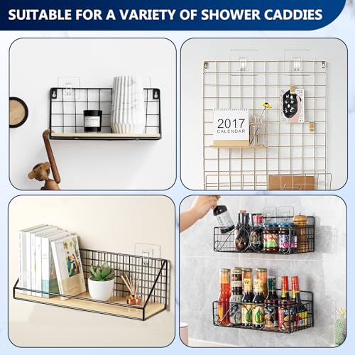 Shower Caddy Adhesive Replacement Hooks, Strong Waterproof Strips, No Drilling for Bathroom Shelves, Kitchen Racks, and Soap Holders (Transparent-14 Pack 1Hook) - color: Transparent-14 Pack 1Hook