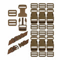 1 Inch Tan Brown Khaki Quick Side Release Buckles Clips for Straps Slide Webbing Backpack Belt Luggage Strap Dog Collar, Buckle x 6 Tri-Glide adjuster x 12 - color: Brown, size: 1"