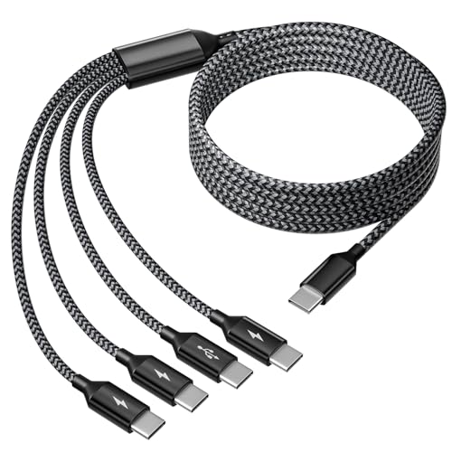 USBC to USBC Cable, 4 in 1 USB C Multi Charging Cable for Multiple Devices | 5FT Charging Cable with 4 Type C Ports, Charger Cable for Multiple Devices,Ideal for Travel, Cruises and Daily Use - color: Blackgrey, size: 1Pack5FT