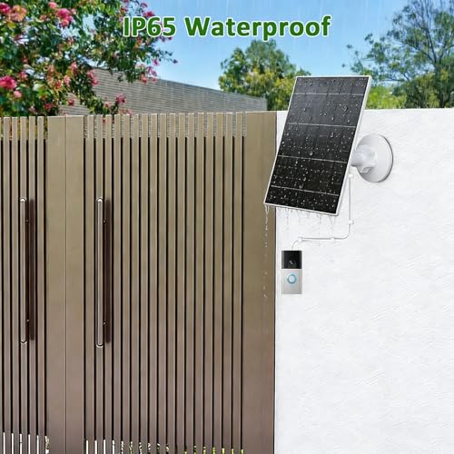Zivif 7W Solar Panel Compatible with Ring Video Doorbell 2, 3, 3 Plus and 4 | Solar Charger with Built-in 2600mAh Battery, IP65 Waterproof, 16.4ft Cable, 360° Adjustable Mount - color: 7W ring doorbell