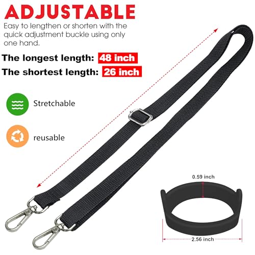 Wongeto Water bottle strap ajustable Shoulder Strap for Stanley 20/40/30 Oz Tumbler Water Bottle - color: Black
