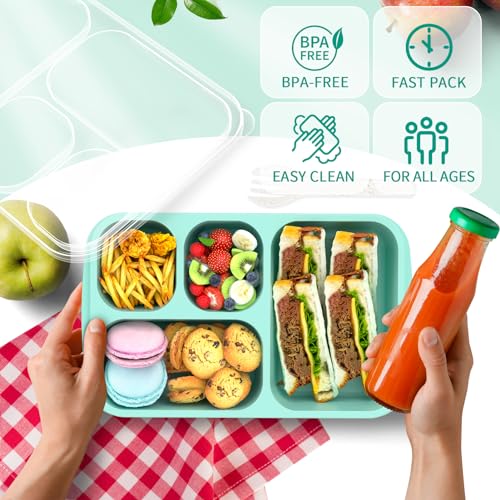 Bento Lunch Box - 4 Pack, 4-Compartment Meal Prep Containers, Adult Lunch Box, Microwave & Dishwasher Safe (Dark-PP(B/P/G/P)) - color: Dark-PP(B/P/G/P)