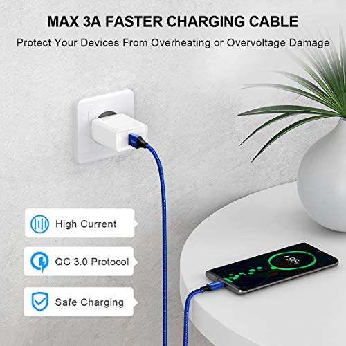 etguuds 6ft USB A to USB C Cable, 2Pack Fast Charging Cord Type C Charger - color: Blue, size: 6ft