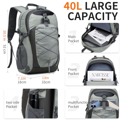 40L Hiking Backpack Lightweight Daypack Waterproof Travel Camping Backpack for Men Women Sport Packable - color: A3-gray