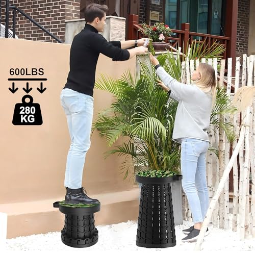 ALEVMOOM Upgraded Telescoping Collapsible Stool with Cushion, Folding Stool with Printing Portable Retractable Foldable Seat Max Load 600lbs for Adults Camping Fishing Outdoor - color: Camo