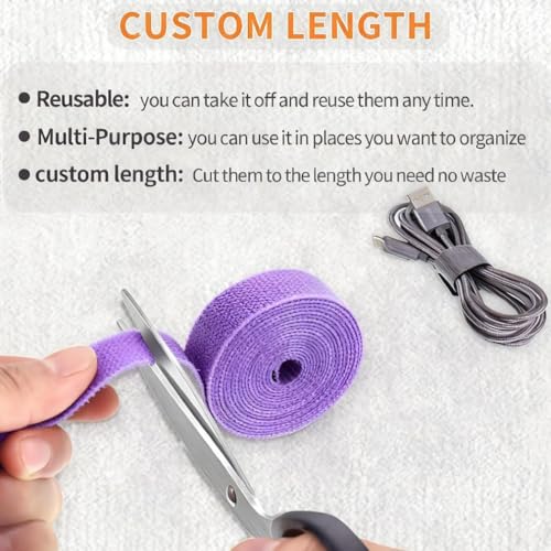 IFNOW Hook and Loop Tape 32FT Reusable Fastening Tape Cable Ties Double-Sided Hook-and-Loop Cable Management Tie (Purple, 0.8IN) - color: Purple, size: 0.8"/32FT,1PCS