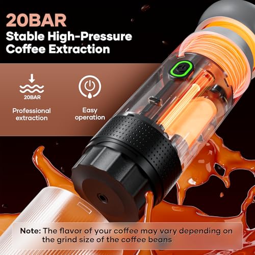 KEJECTOR Portable Coffee Maker Espresso Machine for Travel Nano Car Coffee Maker Compatible with Ground Coffee & NS Capsule for RV, Hiking Camping Office, Travel Espresso Maker Electric Coffee Machine