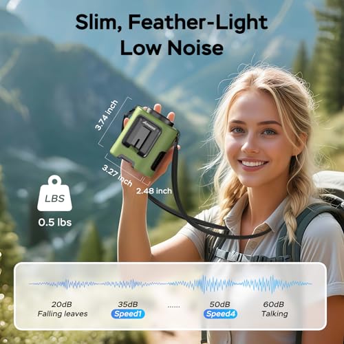 AMACOOL Mini Portable Waist Fan Clip on, 13000RPM Wearable Shirt Belt Fan - color: GREEN