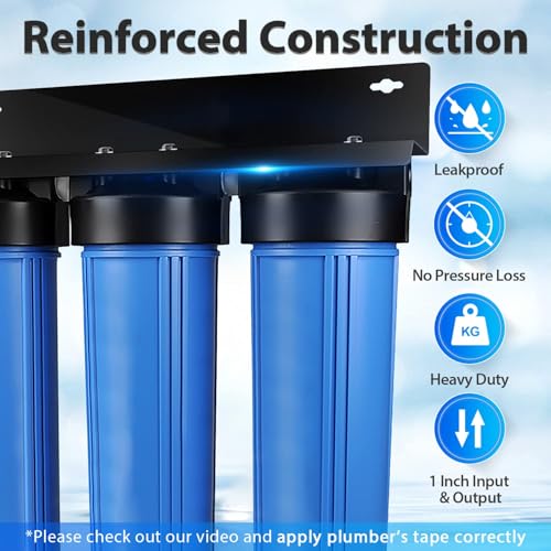 iSpring WGB32B-KS+AHPF12MNPT16X2 3-Stage Whole House Water Filter, Reduces Heavy Metals, Hydrogen Sulfide, Chlorine, Chloramine, Sediments w/ 3/4'' Push-Fit Braided Stainless Steel Hose Connectors - style: Heavy Metals Removal