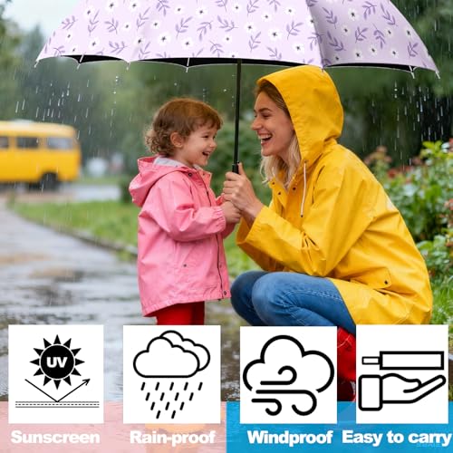 Small Travel Folding Umbrella for Girl, Portable, UV, SunShade, Compact, Automatic, Rain & Wind - color: UR
