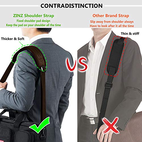ZINZ Bag Shoulder Strap, Padded Adjustable Shoulder Strap Replacement - color: Brown, size: 57"