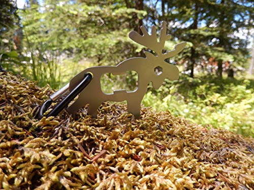 UST Tool-a-Long Multi-Tool Carabiners with Durable, Compact Stainless Steel Construction for Hiking, Kayaking, Camping, Travel and Outdoor Survival - style: Standing Moose