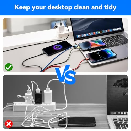6 in 1 Multiple Charging Cable,USB A/C Universal Charger Cable 2 Pack 6Ft - size: 6 ft