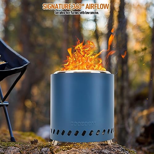 Portable Table Top Fire Pit with Stand, 8.6" Stainless Steel Mini Outdoor Low Smoke Burning Tabletop Firepit Fueled by Pellets or Wood, for Outside Camping Blue - color: Navy Blue, size: 8.6 Inch