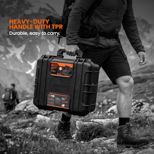 Tactix Hard Case XL Plastic Waterproof Camera Protective Case IP65 Heavy-Duty, Custom Foam Insert, Fit Use of Drones, Camera, Equipments, Tools, 21.41"x17.16"x8.50" Black - size: XL