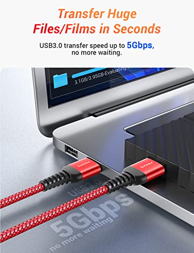 AINOPE USB to USB Cable, 6.6FT*1Pack USB 3.0 A to A Male to Male Cable [Never Rupture] Double End Type A Cord for Data Transfer, Compatible with Hard Drive Enclosures, Laptop Cooler, KVM, DVD Player - color: Red, size: 6.6FT