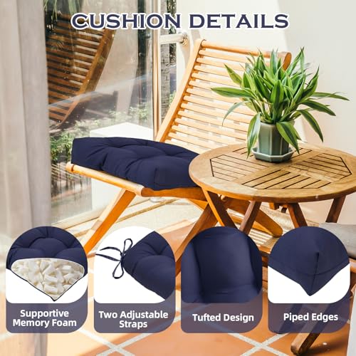 2 Pack Waterproof Outdoor Thick Tufted Chair Cushions,Peacock - color: Peocock Blue