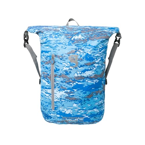 geckobrands Lightweight 30L Waterproof Backpack - Lightweight Watertight Outdoor Bag Hiking Traveling Light Water Activities - color: Ocean Geckoflage