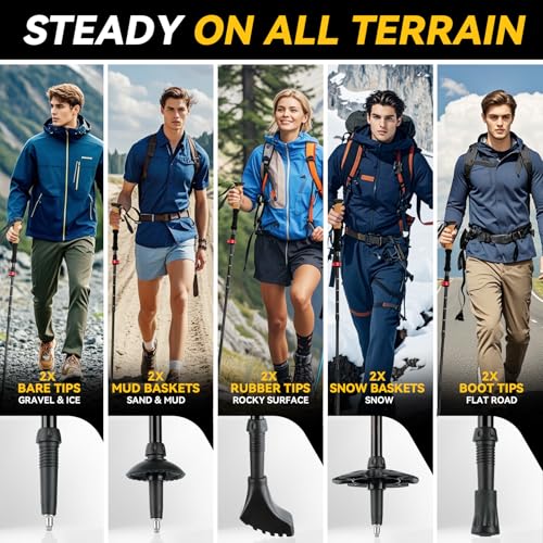 Carbon Fiber Trekking Poles, Lightweight Hiking Sticks with Cork Grip 2 Pcs - color: Black