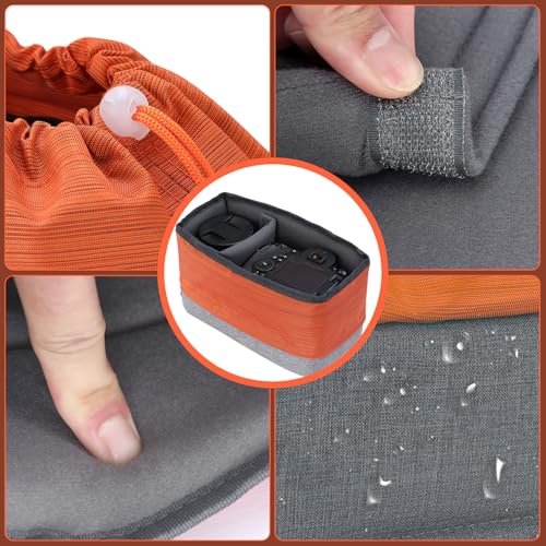 Koolertron Waterproof DSLR Camera Bag with Removable Insert, Adjustable Compartments, Fits in Camera Bags - Protective Case for DSLR/SLR Cameras & Accessories - color: Gray+Orange