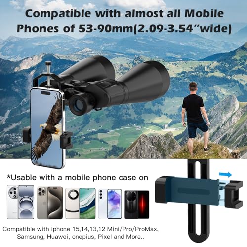 Metal Telescope Phone Adapter-Phone Scope Mount for Phone(2.09''-3.54'' Wide) Phone Holder Mount for Telescope, Binocular, Microscope, Spotting Scope Fits Eyepiece with Diameter 0.95"-2.05"