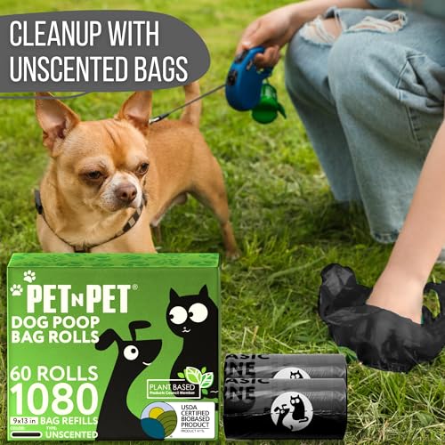 Pet N Pet Poop Bags for Dogs, 1080 Count, Plant Based, Black 9x13 Thick - color: Black - Unscented