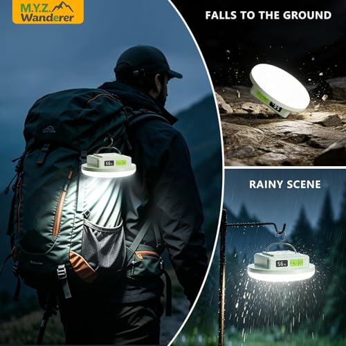 Tent Lights & Canopy Lights, Camping Lantern/Lamp, Rechargeable LED Camping Light, 4500LM 4 Modes Dimmable, 12000mAh Magnet Flashlight for Emergency & Power Outages, Battery Powered Outdoor Lights - style: 12000mAh