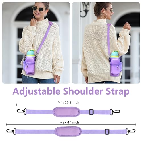 Water Bottle Carrier Bag with Strap, Fits Owala FreeSip 24/32 oz - color: Purple, size: 32 ounce